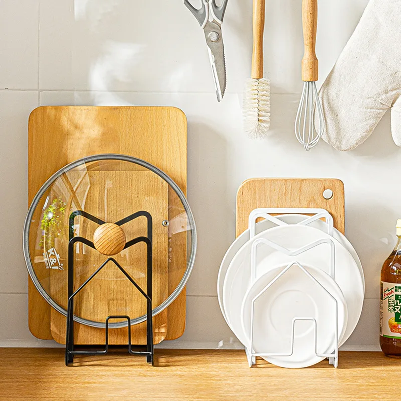 Kitchen Cabinet Organizers for Pots Pans Expandable Stainless Steel Pot Lid Storage Rack Cutting Board Drying Cookware Shelf 3