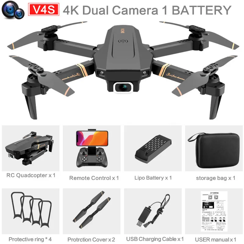 RC V4 Drone WIFI FPV 4K HD Dual lens Optical Flow Localization  Wide Angle Camera Foldable Altitude Hold Durable RC Quadcopter dji phantom 3 advanced remote RC Quadcopter