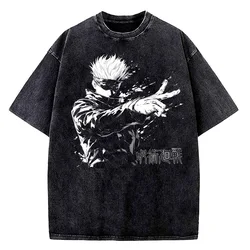 Jujutsu Kaisen Gojo Satoru Vintage Graphic Cotton T - Shirt - Unisex Short Sleeve Tee - S (92577)