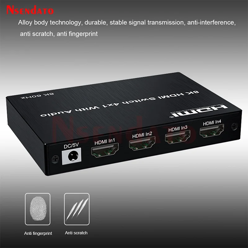 HDMI HDR Switcher 8K 60Hz 4K@120Hz 4x1 HDMI Audio Extractor Support EARC ARC With 3.5mm optical fiber coaxial For PS5 XBOX TV PC