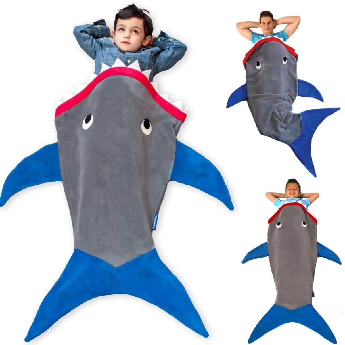 New Cartoon Shark Pigiama Grey Shark Sleeping Coperta Pigiama Allentato Con Cappuccio Super Soft Adult Sleeping Blanket