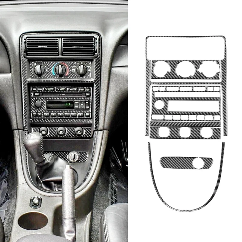 

For Ford Mustang 2001-2004 LHD Soft Carbon Fiber Car Center Console Panel Cover Decorative Trim Set Interior Parts Accessories