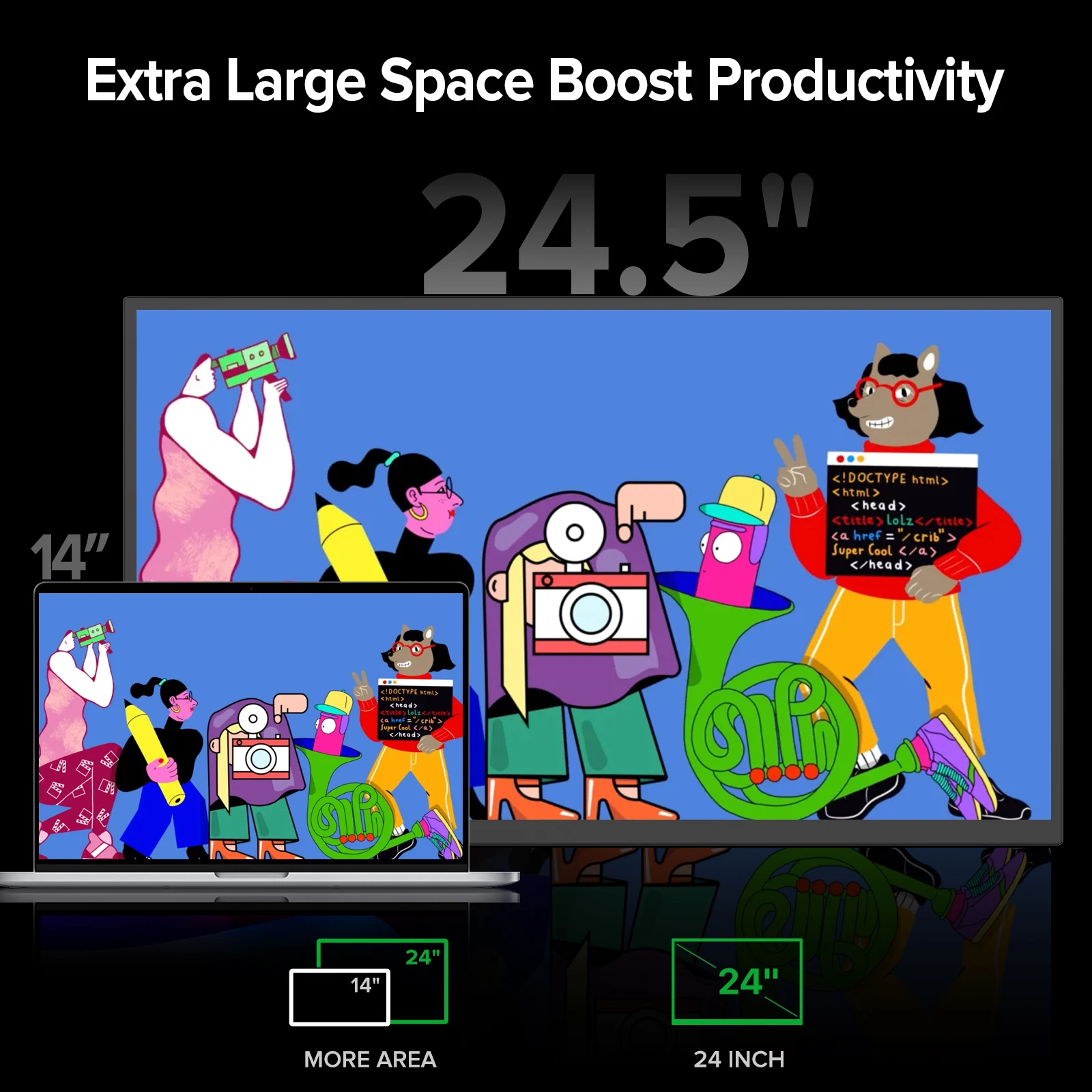 EVICIV 24.5인치 165Hz 2K 휴대용 모니터(킥스탠드 포함) VESA USB-C HDMI FreeSync IPS HDR 게이밍 디스플레이(노트북 미니 PC 데스크탑용)
