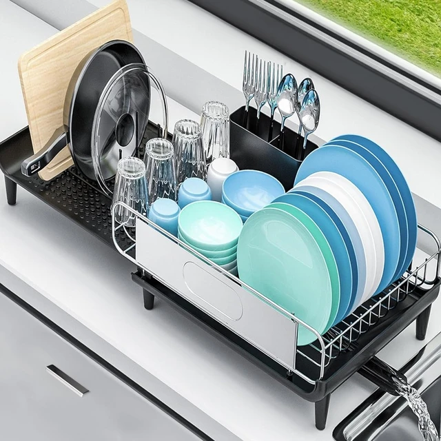 TOOLF Dish Drying Rack, Stainless Steel Dish Rack, Expandable(14.5-25.3) Dish  Drainer Rack and Utility