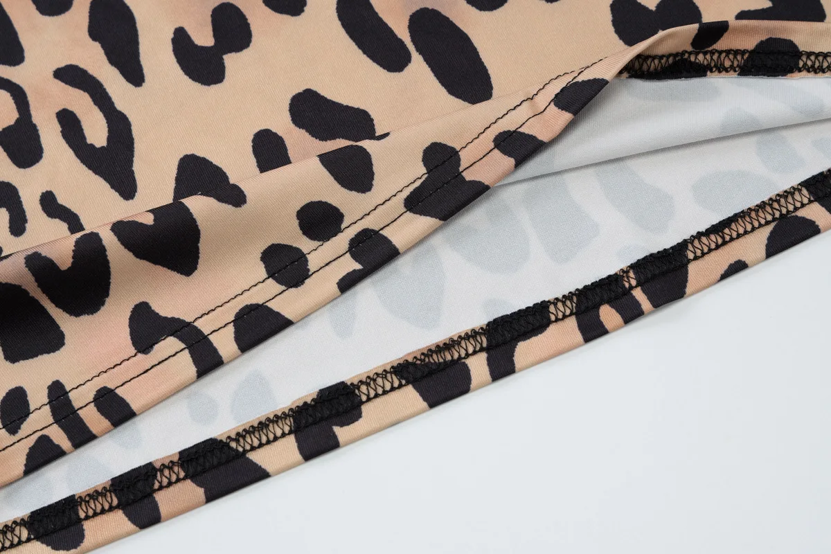 Leopard Printed Slim Long Dress Female Fashion Patchwork Contrast Elegant Long Sleeve Party Dress For Women Autumn Dress