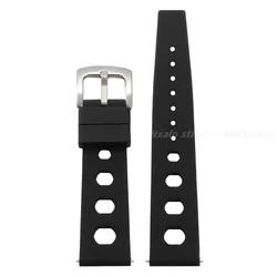 Tropical Silicone Quick Release Watch Band - Soft Rubber Strap - 22mm (Black)
