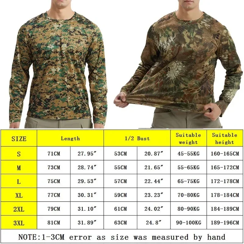 Tactical Shirt Men Clothing Tops Outdoor Camo Hunting Clothes Camping Casual Long Sleeves Shirts Breathable 2