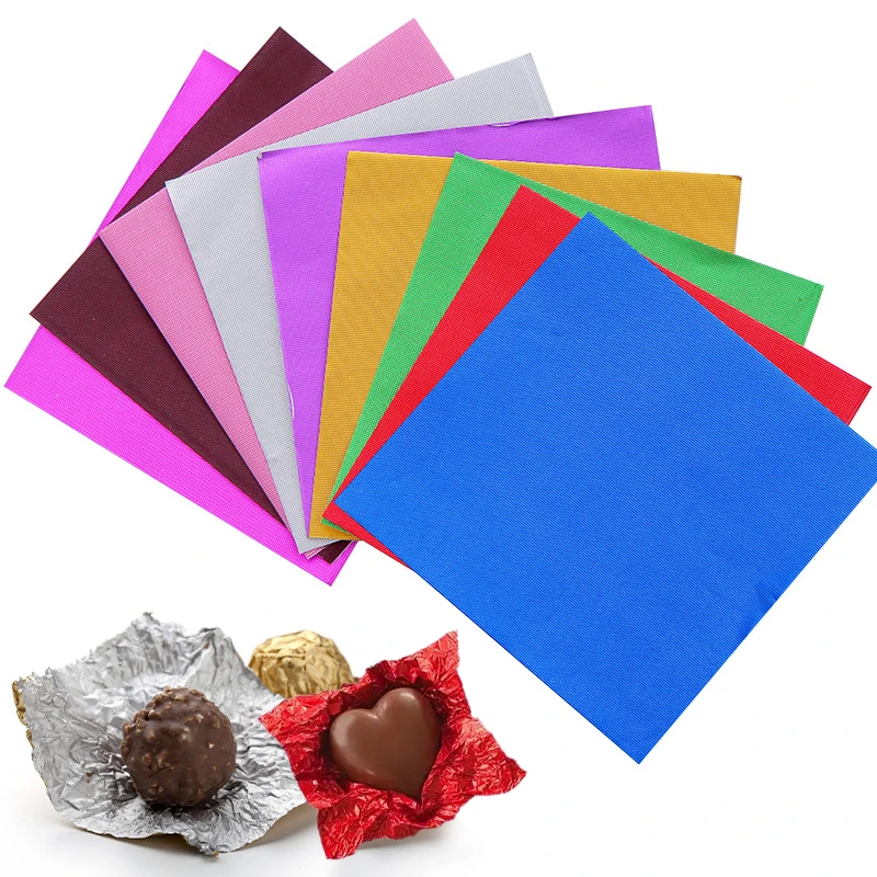 100PcsColoredTinFoilTinPaperDisposableChocolateWrappingPaper