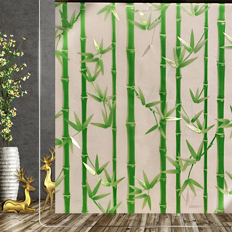 3D Bamboo Electrostatic Glass Film Frosted Window Sticker Transparent Opaque Living Room Bathroom window film window privacy film window sticker