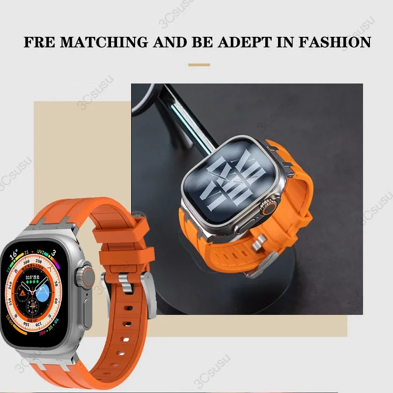 Titanium Tone Silicone Band with Metal Head