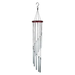 Elegant Aluminum Alloy Wind Chimes with Gold/Silver Bells for Outdoor Decoration and Gifts (Sliver-red wood)