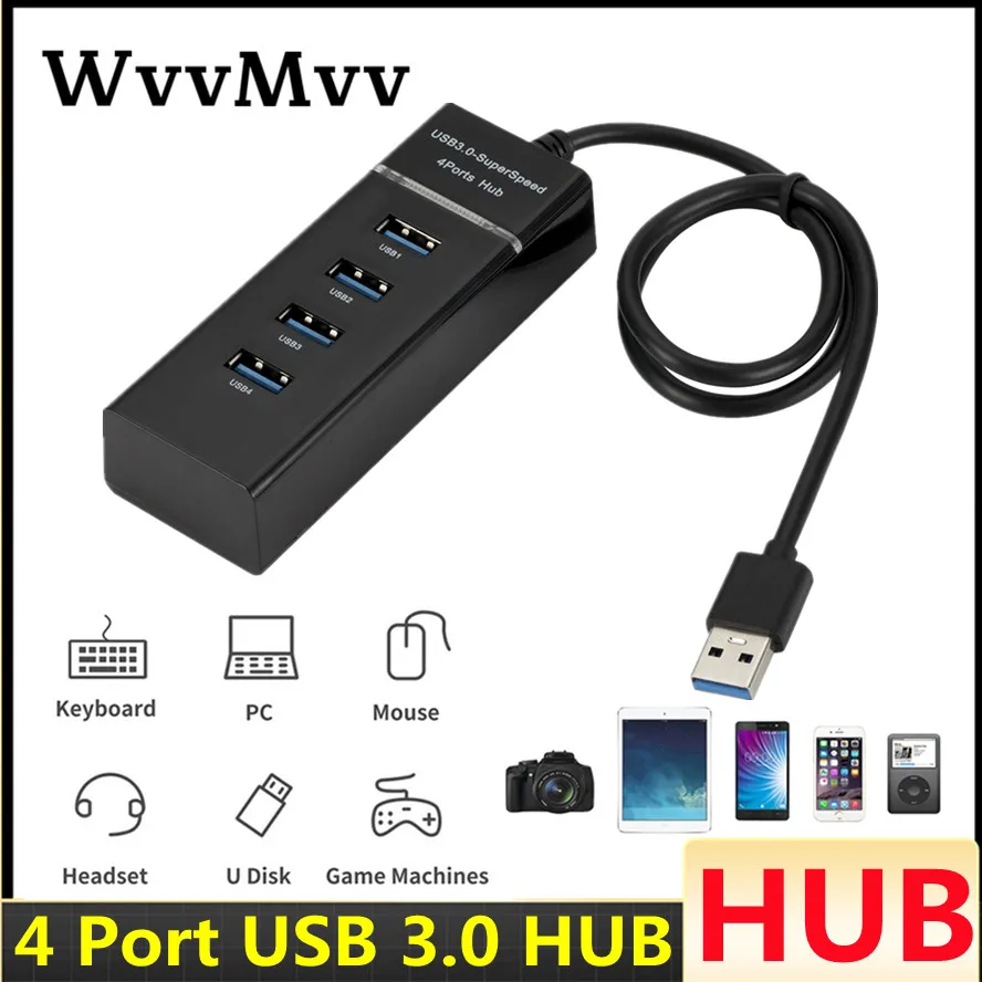 4 Ports 3.0 USB HUB Splitter High Speed Multi Splitter USB Adapter Expander Cable For Xiaomi Desktop PC Laptop Adapter USB HUB