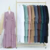Mousseline de soie Abaya Kimono dubaï musulman Cardigan couches Abayas femmes Robe décontractée femme Islam vêtements avec ceinture Abaya tenues arabes
