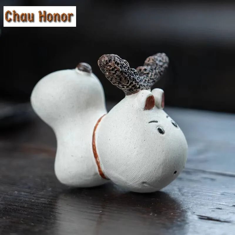 Little Reindeer Raw Ore Purple Sand Tea Pet Creative Tea Figurine Tea Statue Tea Ceremony White Tea Tea Services Equipment Gift