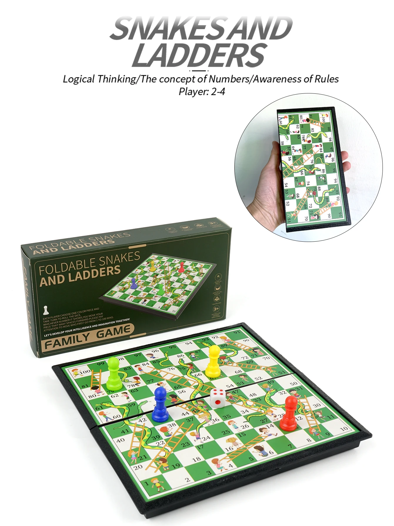 Desktop game mini snake chess, easy to carry, suitable for 2-4 people to play together. 4