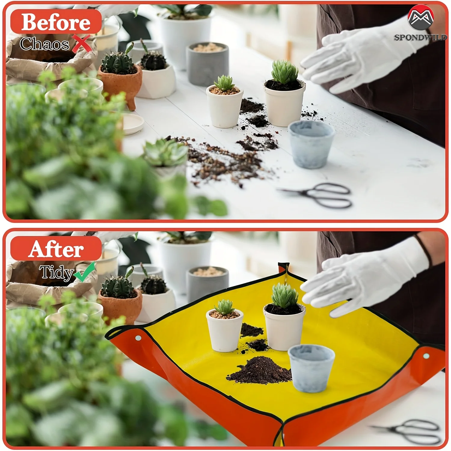 Foldable Waterproof Planting Mat Set - Reusable Gardening and Potting Pad