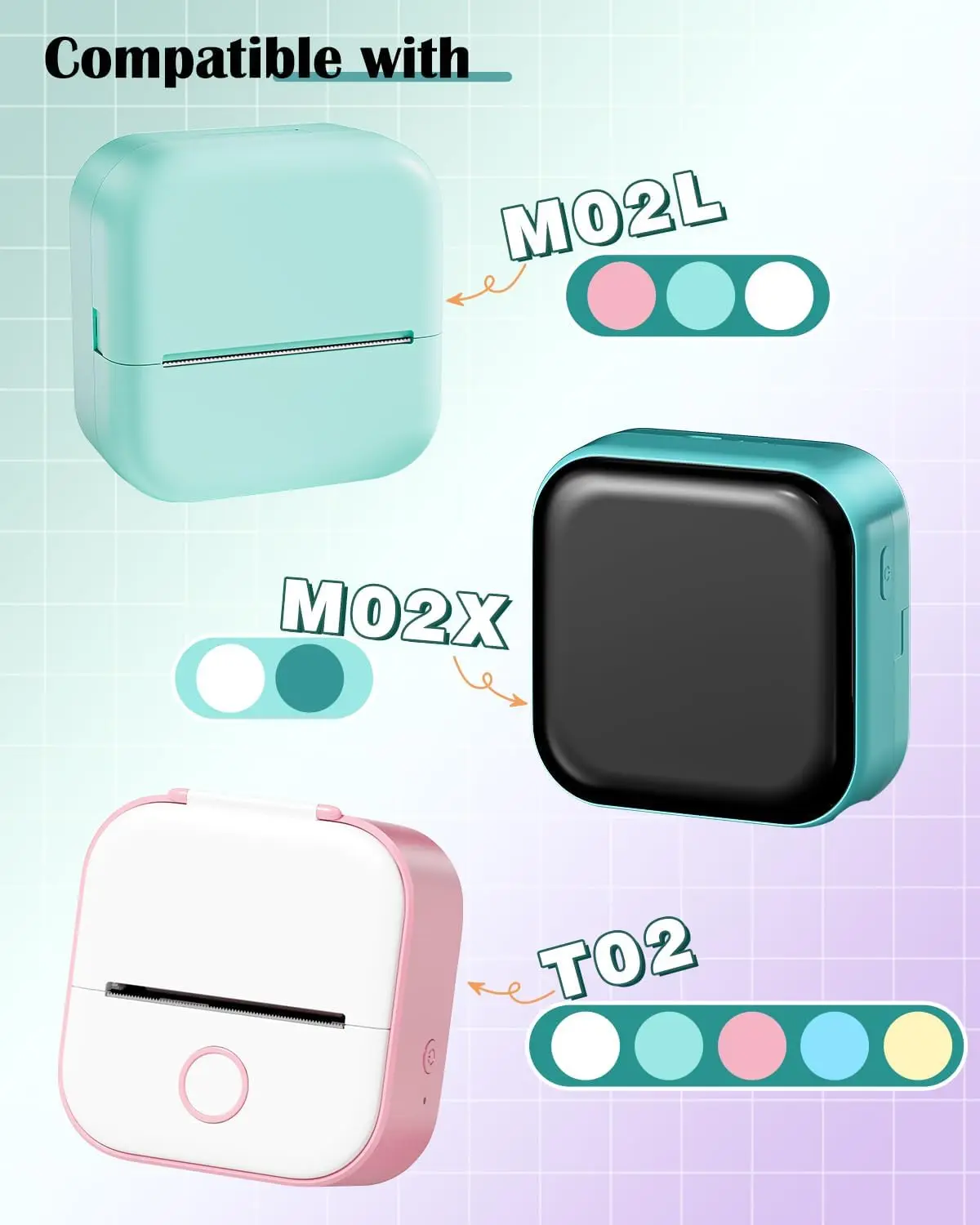 Thermal Printer Paper Roll Color/White Sticker Paper Compatible With Phomemo M02X M02L T02 Paper,(2in*11.5ft/Roll）53mm Width