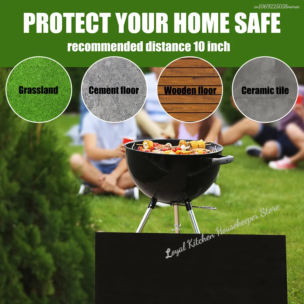 Under Grill Mat for Outdoor Charcoal Gas Grill Smoker 500℃/932℉ Heat Resistant BBQ Fireproof Mat for Patio Lawn Garden Floor grill mat