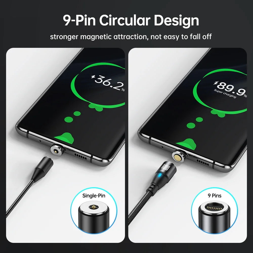 Magnetic Fast Charging USB-C Cable - 60W Power Delivery