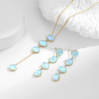 Mint Green Dangle Earrings Stainless Steel Women Summer Charm Jewelry Resin Fashion