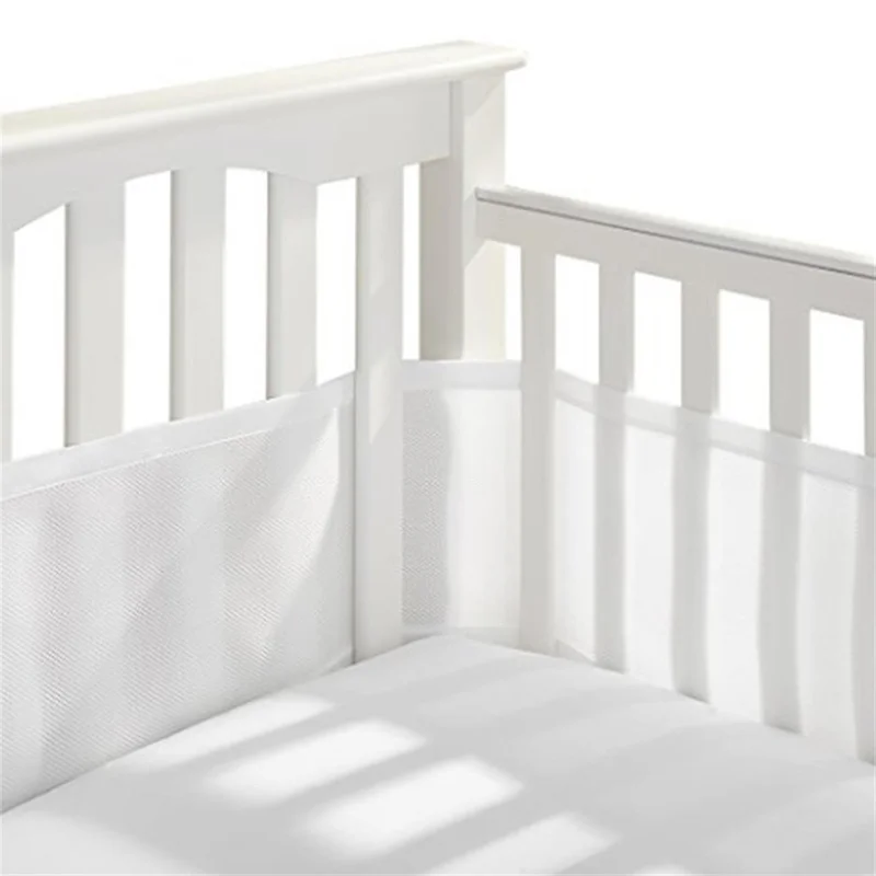 Mesh Crib Soild Color Breathable Bed Crib Bumper Liner For Standard Baby Crib Full-Size Wieg Ademend Mesh Bed Bumper 2