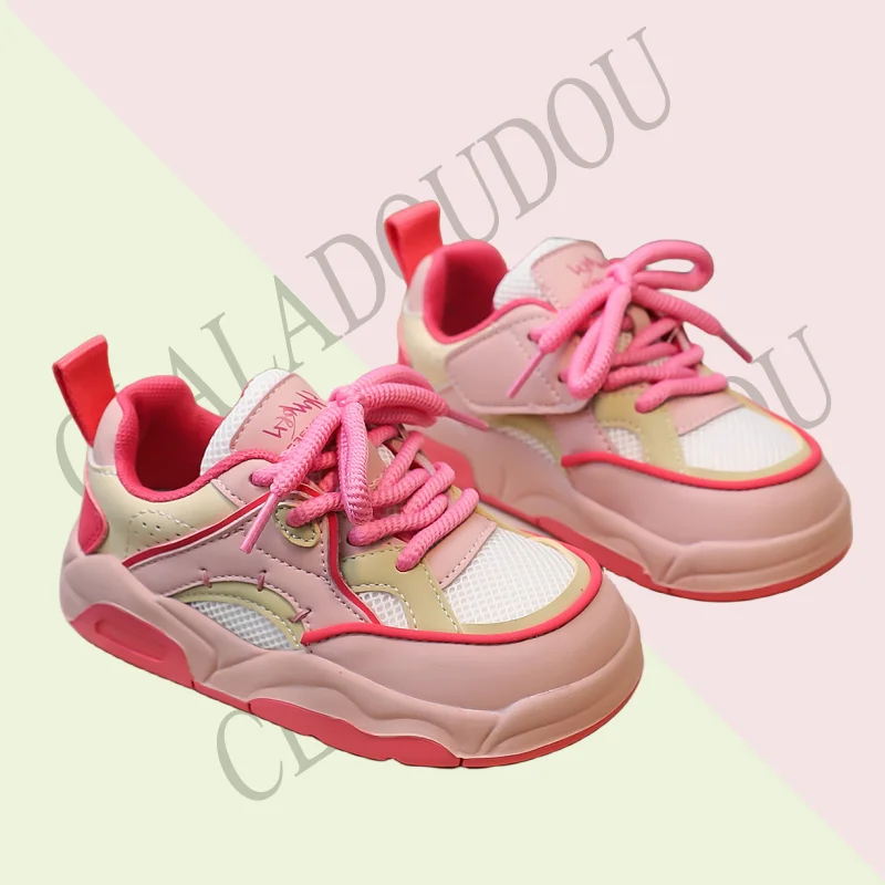 2024 Brand Kids Sports Shoes Microfiber Leather + Mesh Fashion Spring Casual Shoes For Children Woman Green Rose Red Baby Shoes new 2024 sport shoes for children mesh breathable sneakers boys girls baby running shoes soft bottom canvas shoes toddler kids