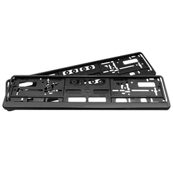 Black EU Standard License Plate Holder Frame - Anti - Corrosion & Waterproof Car Accessory (Set of 2) (Black 2 PCS)
