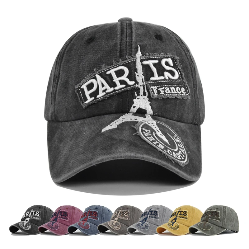 

Baseball Cap Sun cap Retro-style Paris Eiffel Tower French embroidery Breathable shade hat Spring Autumn Cap Hip Hop Fitted Cap