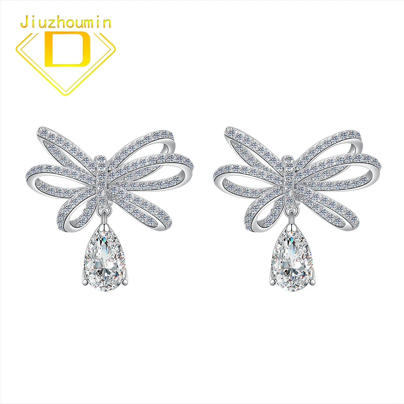 

Original Design S925 Sterling Silver Long Tassel Bowknot 5*8mm Zircon Stud Earrings Fine Jewelry Luxury Eardrop Gifts for Girls
