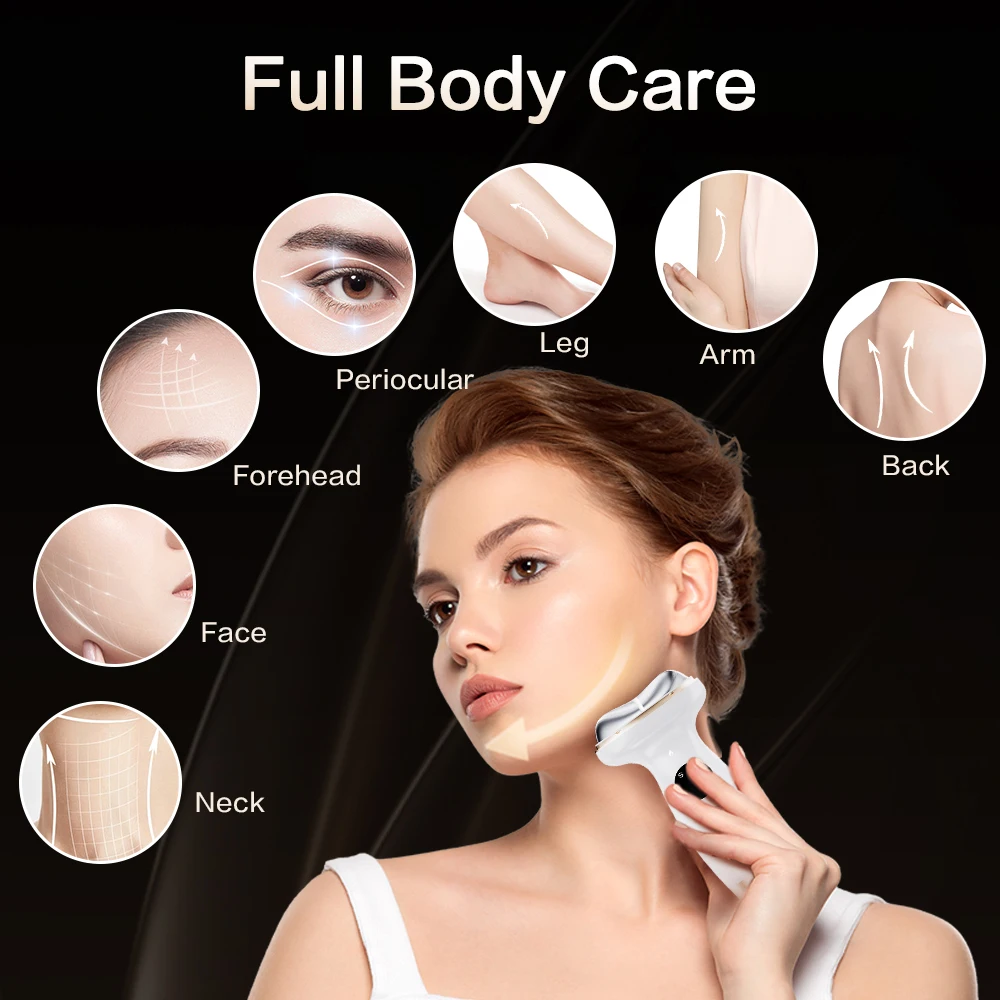 EMS Microcurrent Neck Face Beauty Device LED Skin Rejuvenation Hot Cold Compress Lifting Care Facial Firming Massager Anti-aging