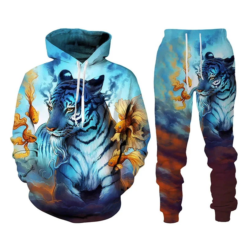 

New Forest Tiger 3D Printed Men/Women Hoodies Trousers Suit Casual Hooded Sweatshirt Sweatpants Tracksuits Set Men Clothing