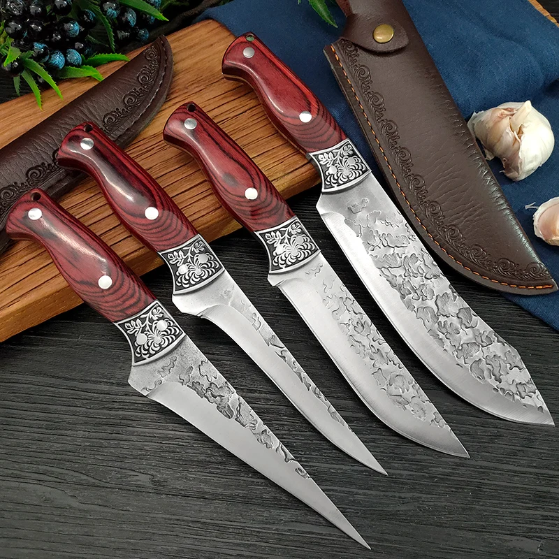 Description Picture 3 of itemHand Forged Blade Butcher Boning Knife Wood Handle Kitchen Knives Meat Cleaver Chopping Vegetables Chef Knife Slicing Fish Meat