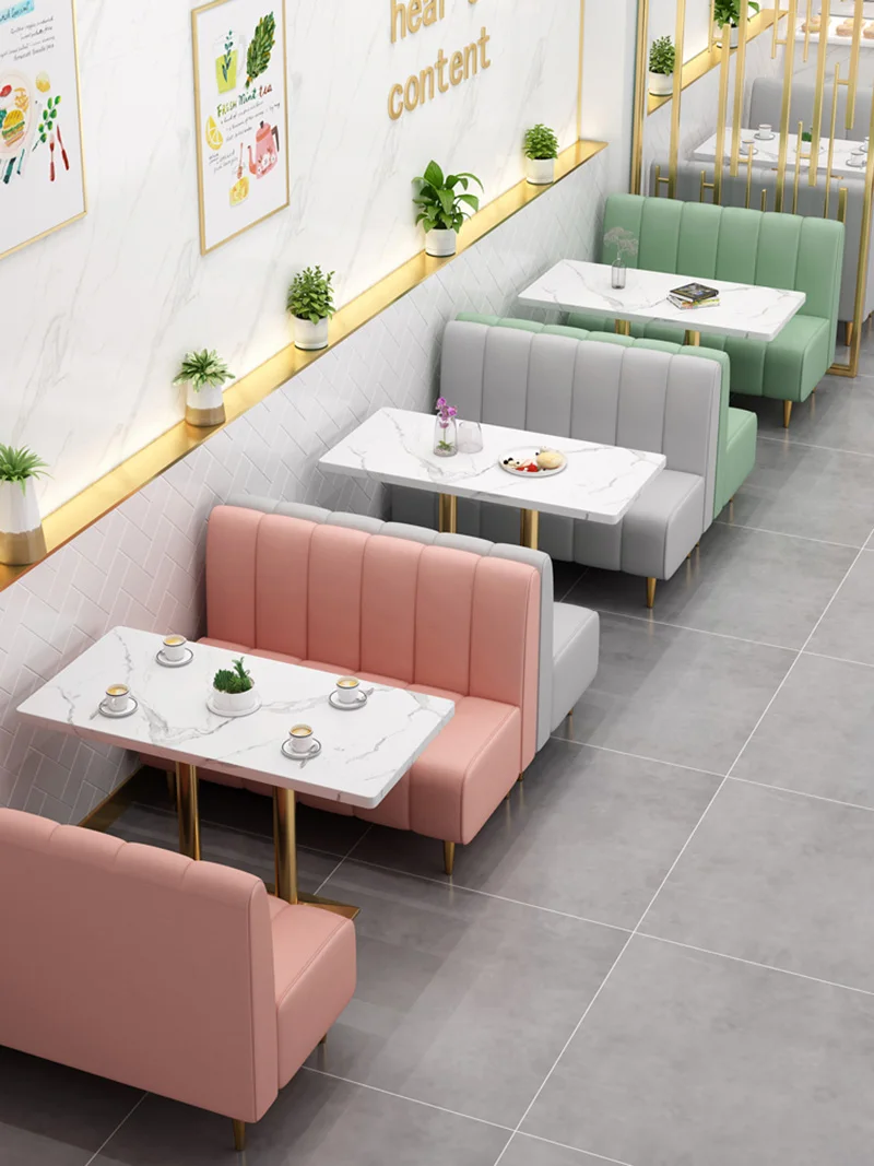 Burger Shop Sofa Cafe Card Seat Against The Wall Casual Restaurant Table and Chair Combination