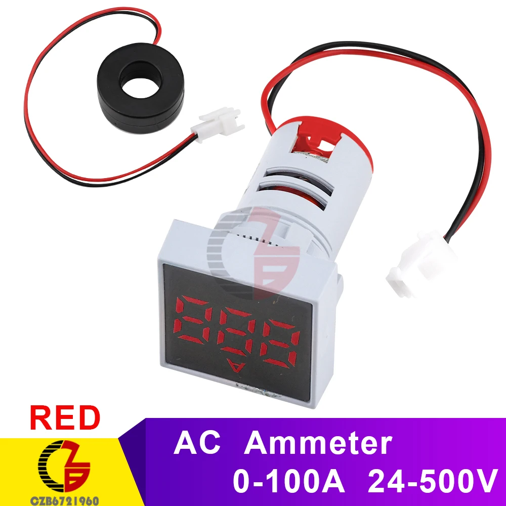 AC 50-500V 0-100A Red LED Digital Voltmeter Ammeter Voltage Current Roundnes 
