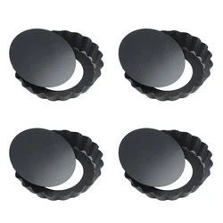 Non-Stick Round Mini Tart and Quiche Bakeware with Removable Bottom (4Pcs)