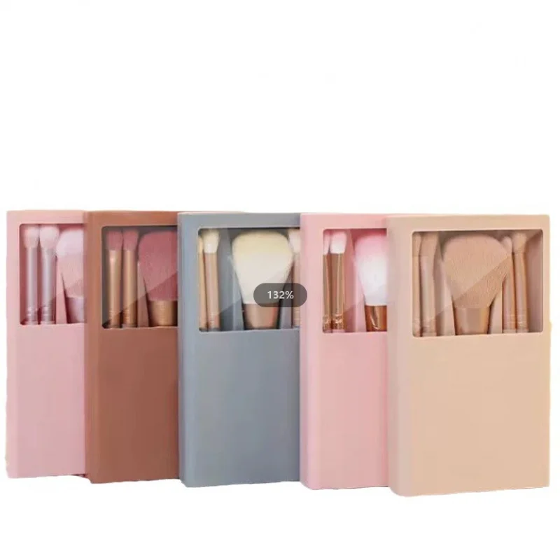 2024 New 5 pieces mirror box with skylight powder brush concealer blush super soft brush boxed mini portable makeup 5