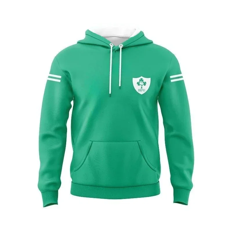 thumbnail image 1 of Camisetas de entrenamiento de rugby local y visitante de Irlanda, sudaderas con capucha 2024 2025, sudaderas deportivas informales cómodas con estampado 3D, para compras y viajes, 1 of 4