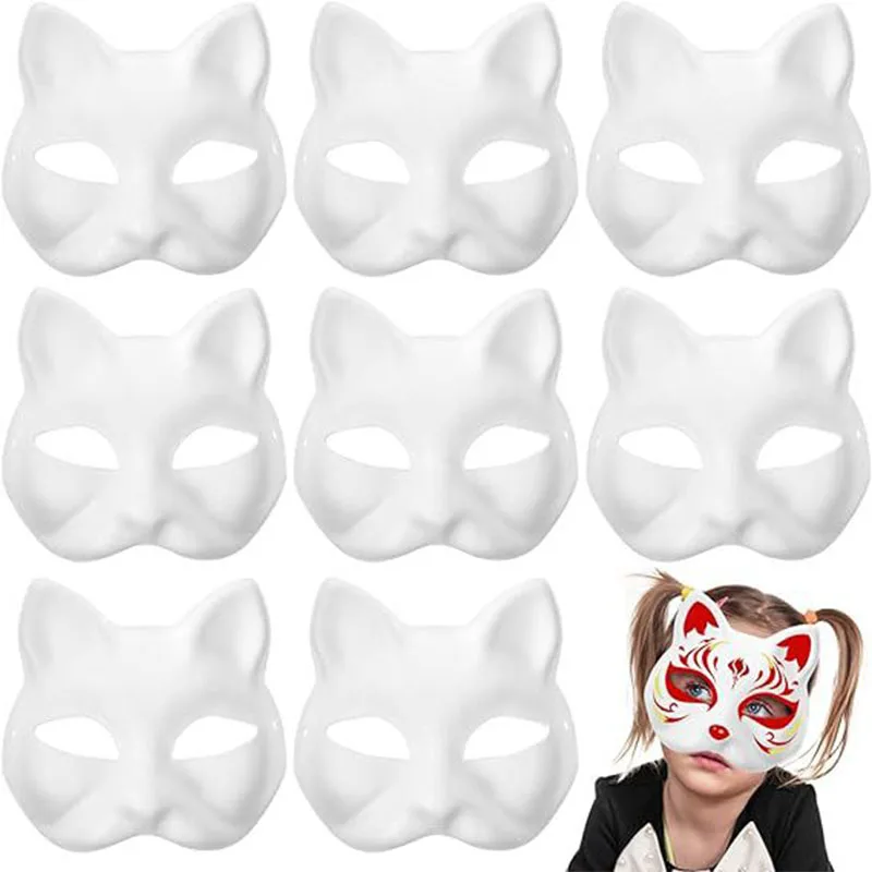 3/5PCS Paper Cat Fox Animal Masks for Crafts Room Decor