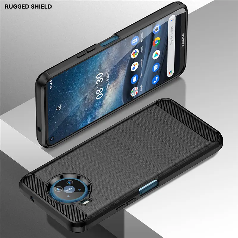 Carbon Fiber Soft Silicone TPU Phone Case Cover - Black