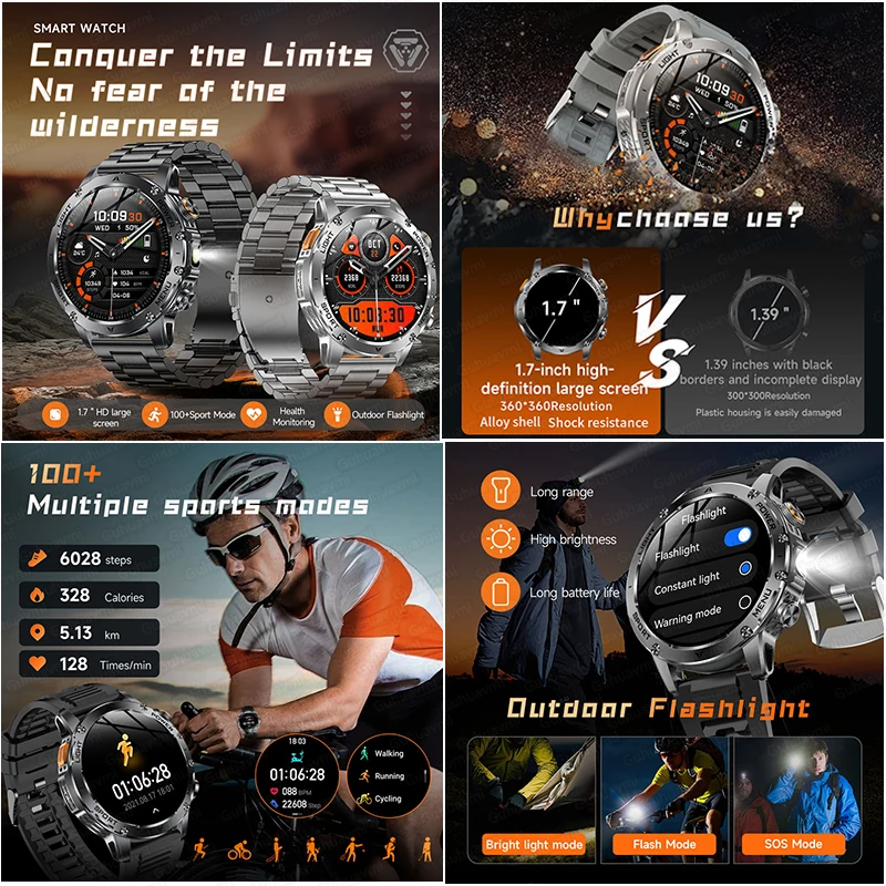 T-Rex 3 Military Grade 1000mAh Battery Smart Watch IP68 Waterproof GPS Bluetooth call AMOLED HD Men Sports 2025 New Smartwatch view 3