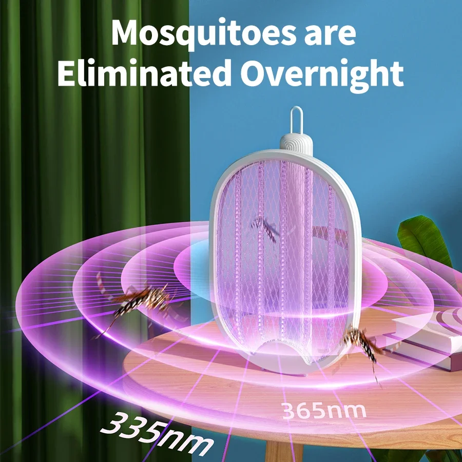 DW1 Mosquito Swatter Lamp 2 in 1 Purple Light Folding USB Rechargeable