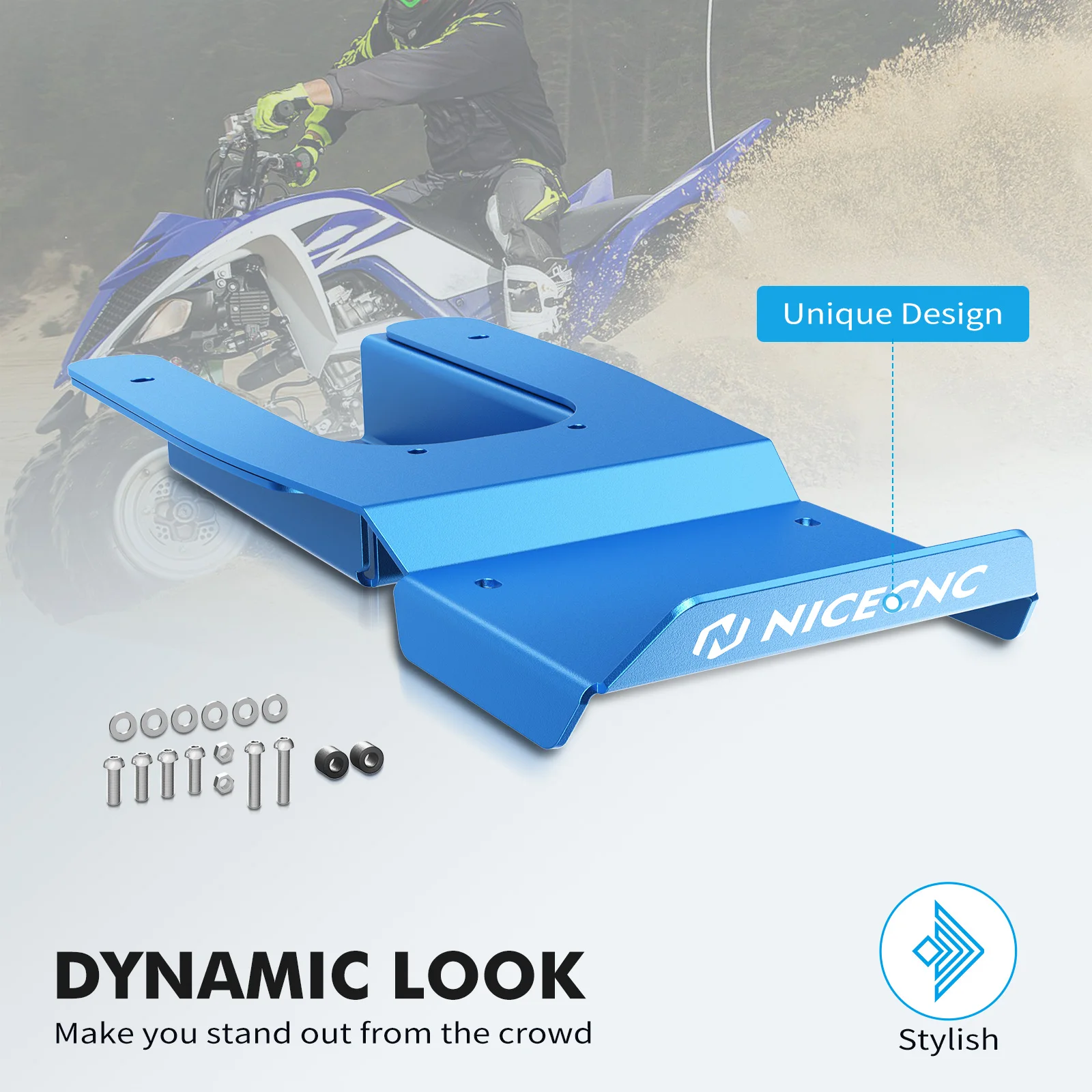 NICECNC ATV-Schwingen-Unterfahrschutz für Yamaha Raptor 700 Raptor 700R YFM700 YFM700R 1PE-F219X-00-00, rostfrei eloxiert – Detail 9