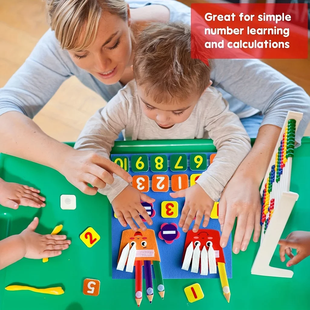 11.8*11.3 In Kid Montessori Pencil Shape Toys Felt Finger Numbers Math Toy Children Counting Early Learning for Toddlers Intelli