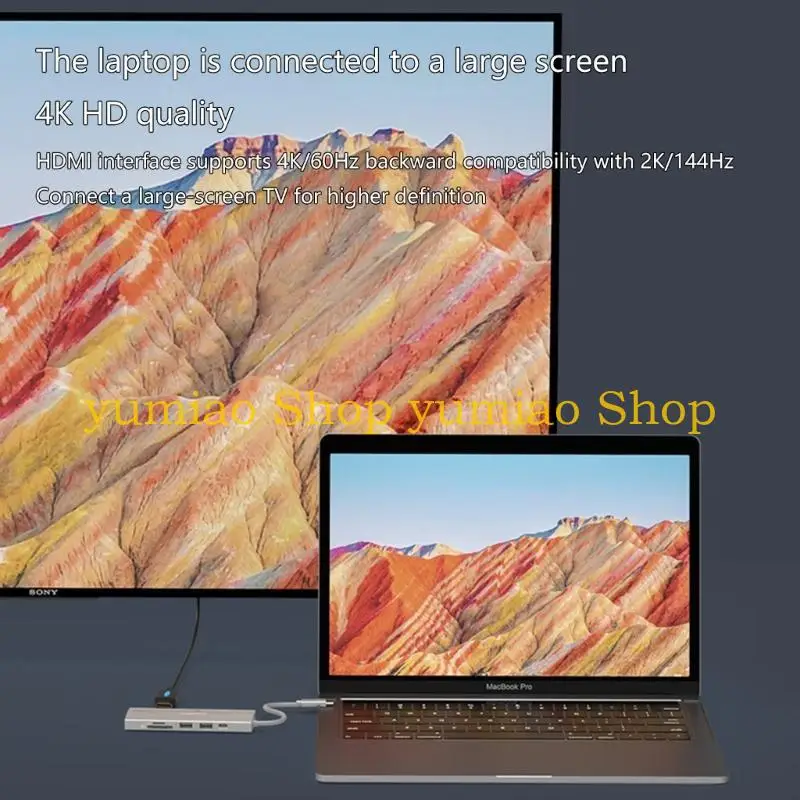 587B 지능형 Type-C 도킹 스테이션 허브 9 in 1 USB 알루미늄 USB C 어댑터 9 포트 컴퓨터에 동시에 사용