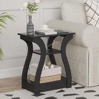 End Table with Charging Station, Side Table with USB Ports and Outlets, Nightstand, 3 Tier End Table with Storage 1