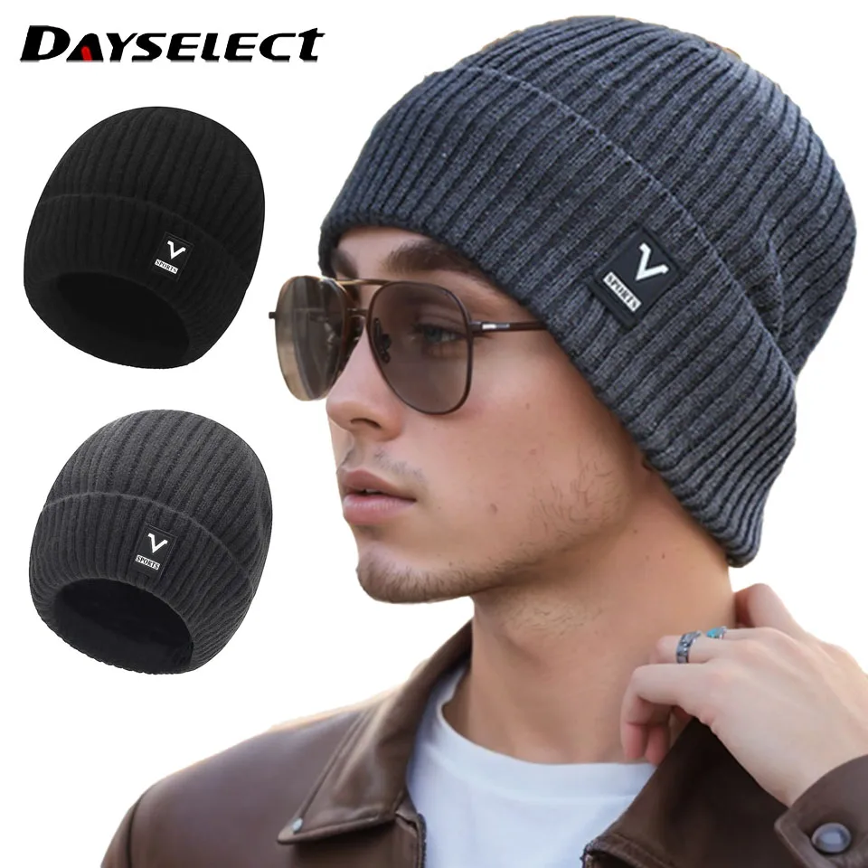 Winter Knit Cap Padded Warm Woolen Cap Outdoor Skiing Windproof Coldproof Thickened Ear Protection Hat Camping Hiking Cycling