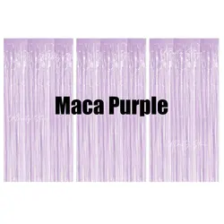Silver Foil Fringe Curtains - Set of 3, Metallic Rose Gold Tinsel Streamers for Celebrations and Events Backdrop Decor (Maca - Purple)