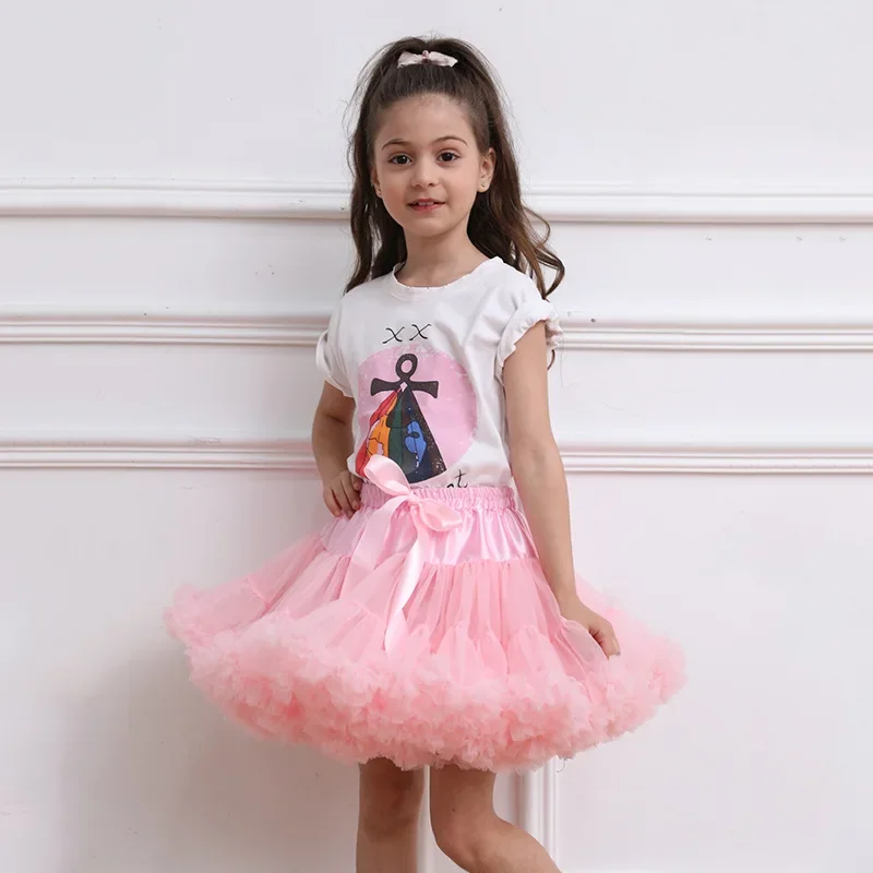 

Baby Girl Skirt Fluffy Ballet Solid Princess Kids Tutu Skirt Wedding Birthday Party Lace Skirts Girls Clothes Children Clothing