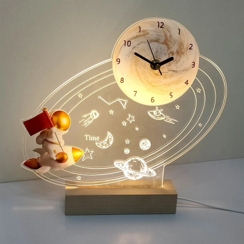 

Creative Decoration Can Light Up Simple Cartoon Silent Desk Clock