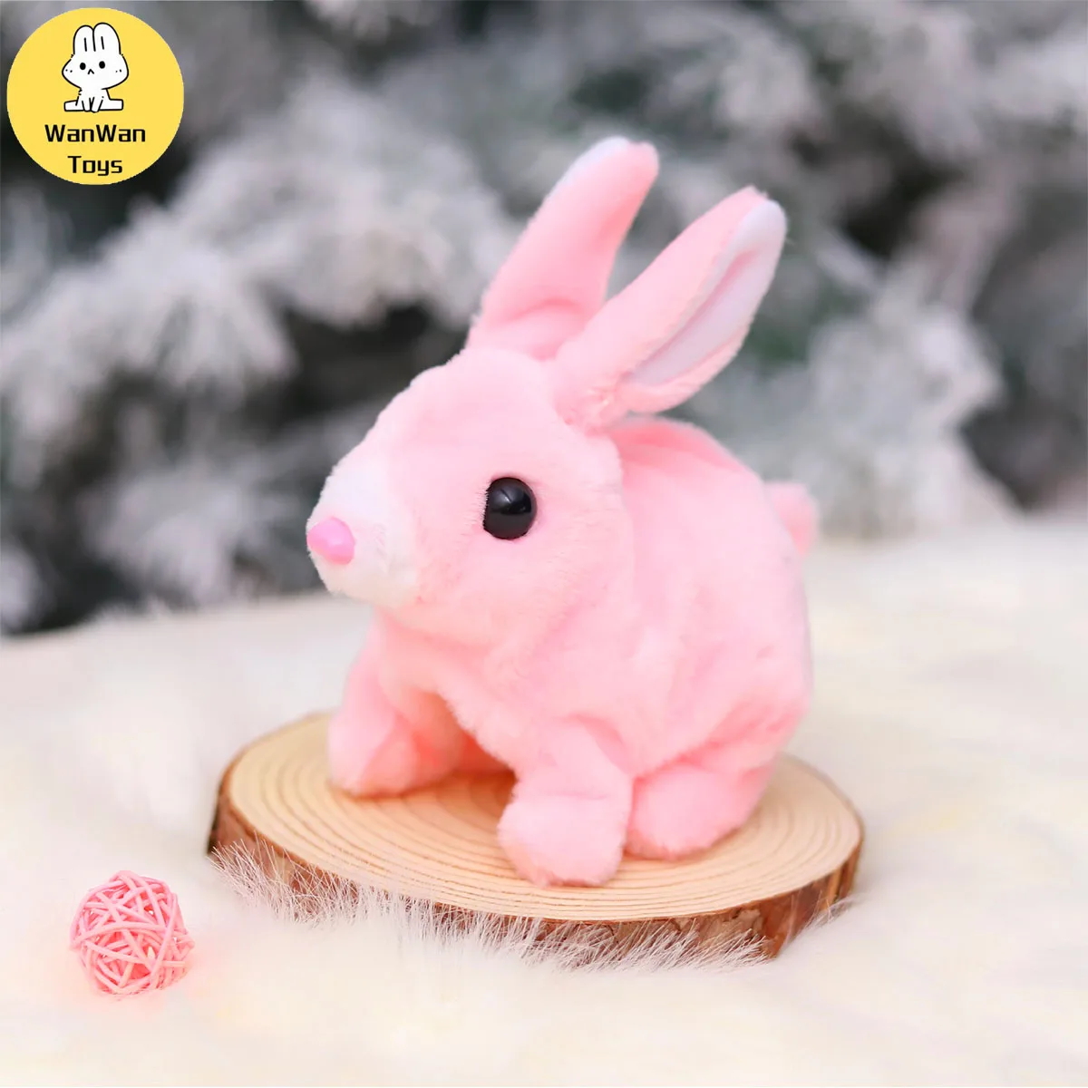 Electronic Rabbit Toy Electric Short-Haired Black-Eyed Simulates Will Jump